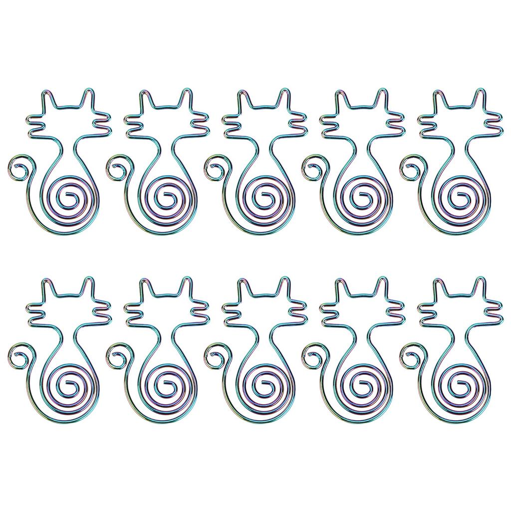 10PCS Paper Clip Animal Colorful Cat‑Shape Creative Portable for Office Home File Notebook