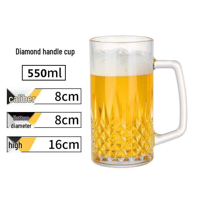 Hero Glass Beer Mug 1000ml with Handle, Pineapple Design