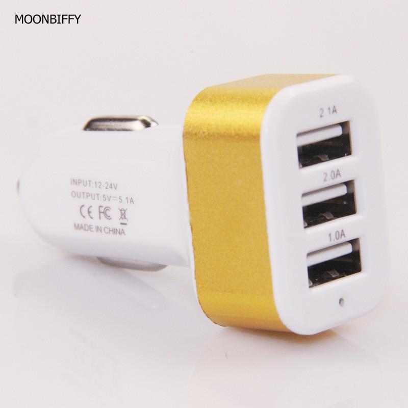 Buy 3 Port Carcharger Adapter Socket 2A 2.1A 1A Car Styling USB