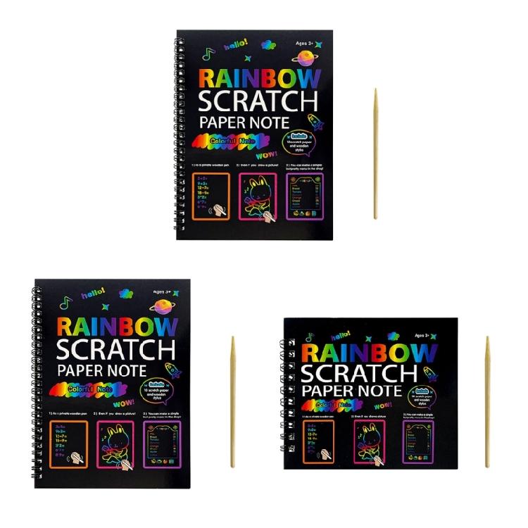 Portable Scratch Drawing Book Built in Colorful Pattern Twin Coil Binding Doodling Book for Children Adult Art Drawing