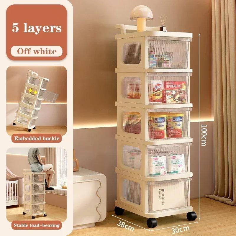 Transparent Trolley Drawer-Type Multifunction Acrylic Snack Toy Organizer Cabinet Multi-Layer Simple Cart Drawer Storage Shelves