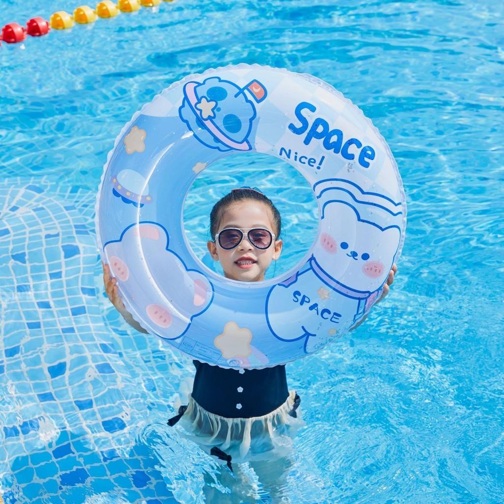 Childrens Cartoon Teddy Bear And Rabbit Glitter Inflatable Swimming Ring
