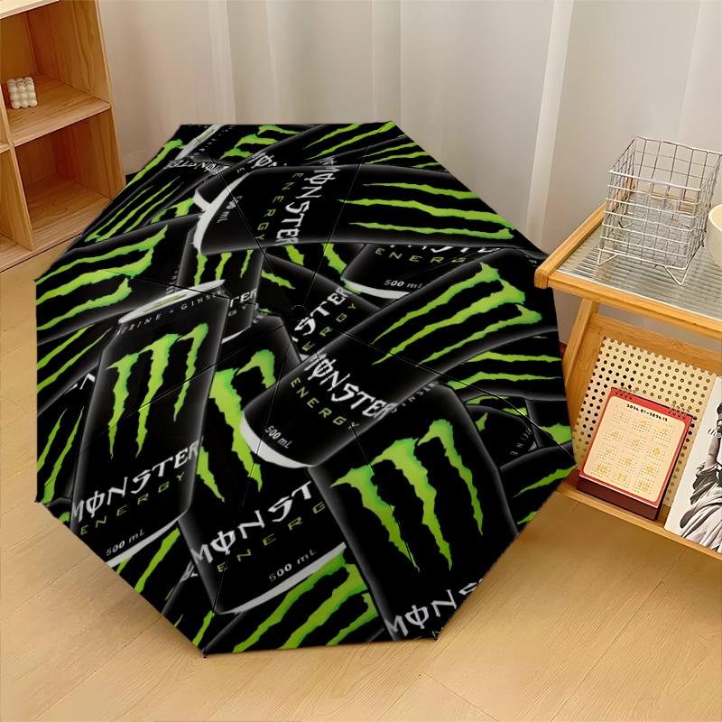 Monster Energy Print 8?Ribs Automatic Umbrella Wind Resistant Lightweight Folding Umbrella For Outdoor Travel