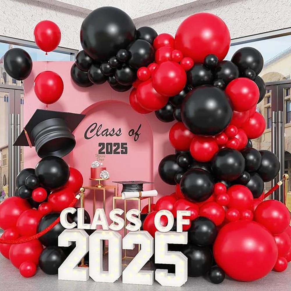 Black Red Balloons Garland Arch Kit Graduation Baby Shower Valentine Day Decor Wedding Anniversary Kid Birthday Party Decoration