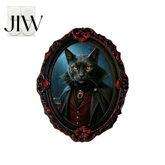 Halloween Dekorahmen Haustierfoto Dekoration, mit Klebepunkt, Hexenhut Katze Hund Mini Tier Ornament Holzdekor, Retro für Zuhause Büro
