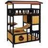 Outdoor Cat Shelter, Four-Tier Wooden Feral Cat House, with Suspension Bridge, Cat Houses, Balcony, Escape Doors