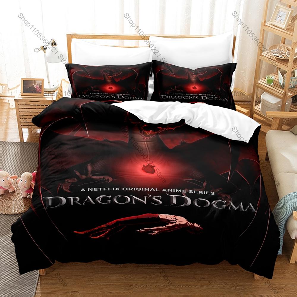 Dragon's Dogma 2 Arisen Pawn Fantasy RPG Game 3D Print Bedding Set Duvet Cover 2 Pillowcases Soft Polyester Bed Linen For Gamers