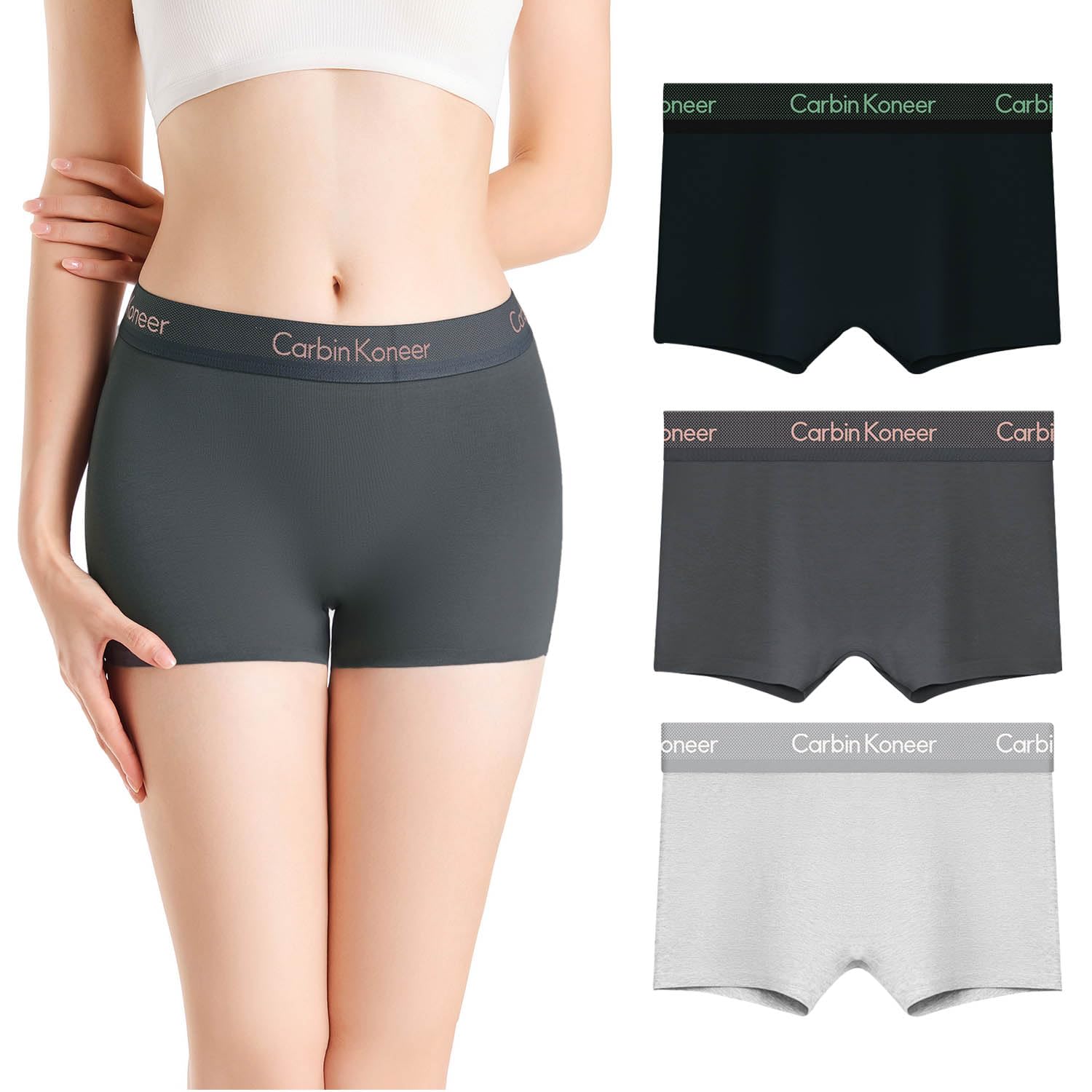 

Carbinkoneer Боксеры Спортивные Глубокие и Эластичные Женские Трусы, Нижнее Белье, Трусики, Шорты, Хлопок, Посадка, Дышащие,