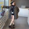 Mädchen Midilanger Trenchcoat: 2025 Frühling/Herbst Koreanischer Stil für Kinder - Lockerer, lässiger Schnitt