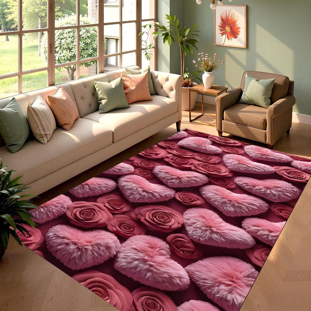 Visuell Dreidimensionales Herzförmiges Teppich Valentine's Day Dekorative Fußmatte Wohnzimmer Schlafzimmer Dekoration Eingangsteppich