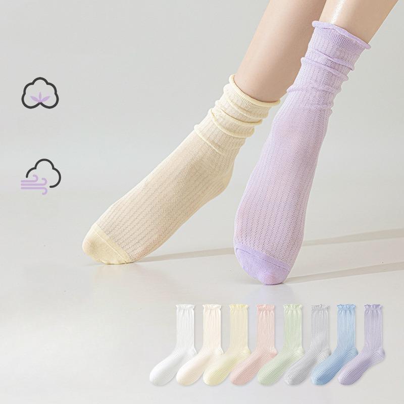 Dopamine Pile Pile Socks for Women, Summer Thin, Long, Antibacterial, Breathable, Cool, Ballet-style Modal Long Socks