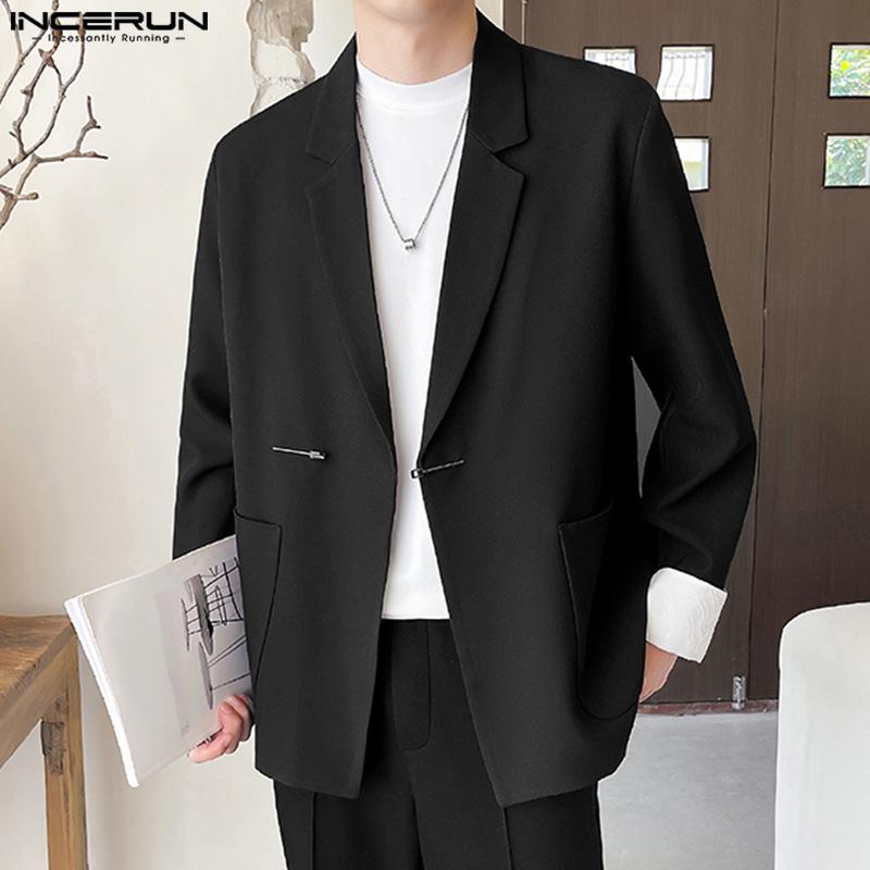 INCERUN Bărbați, cu rever, cu mânecă lungă, cu cusături în față deschise, blazer largi