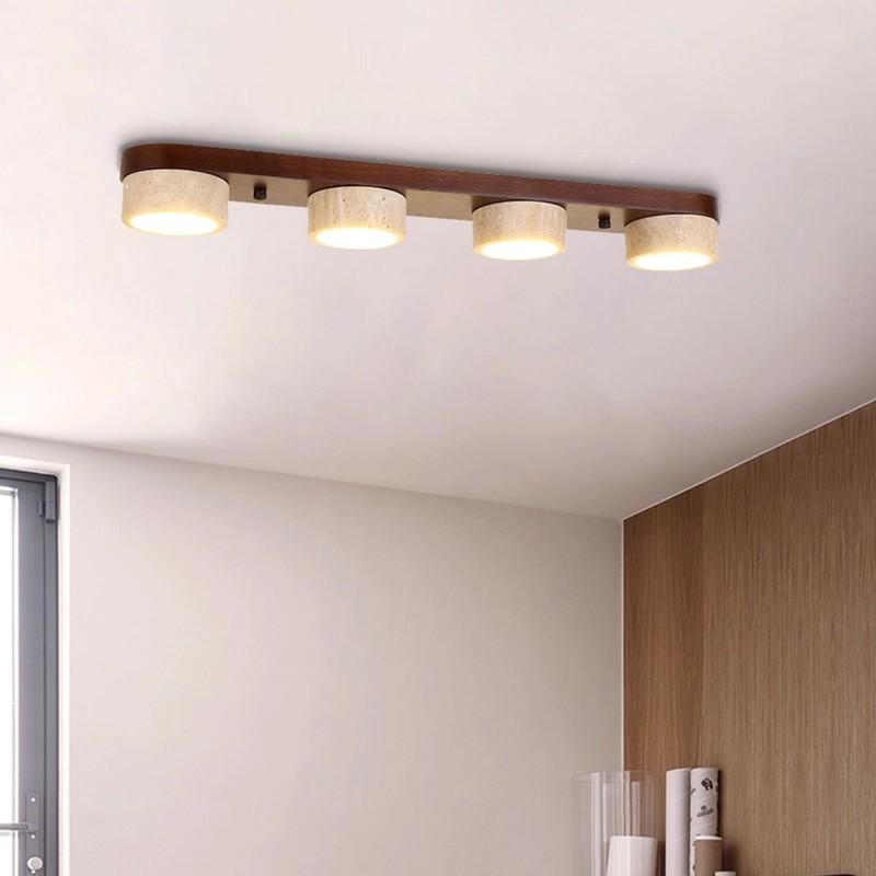 Yellow Travertine LED Ceiling Light - Mid-Century Wabi-Sabi Cream Style for Hallway and Entrance.