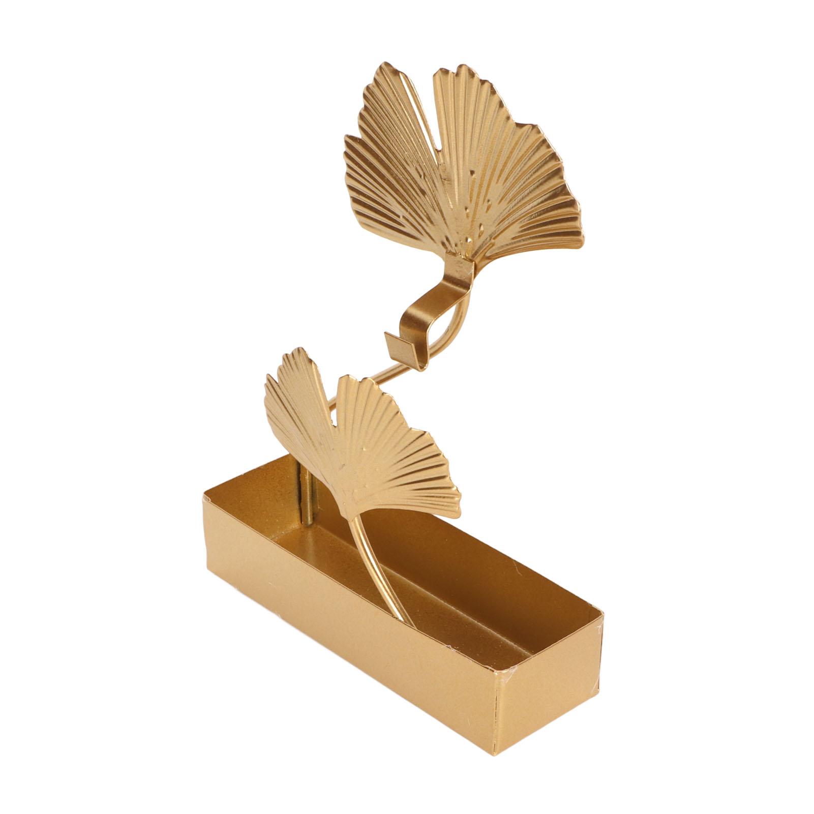 

Double Ginkgo Leaf Shape Coil Burner Holder Vintage Iron Fireproof Coil Incense Holder for Home Living Room Golden