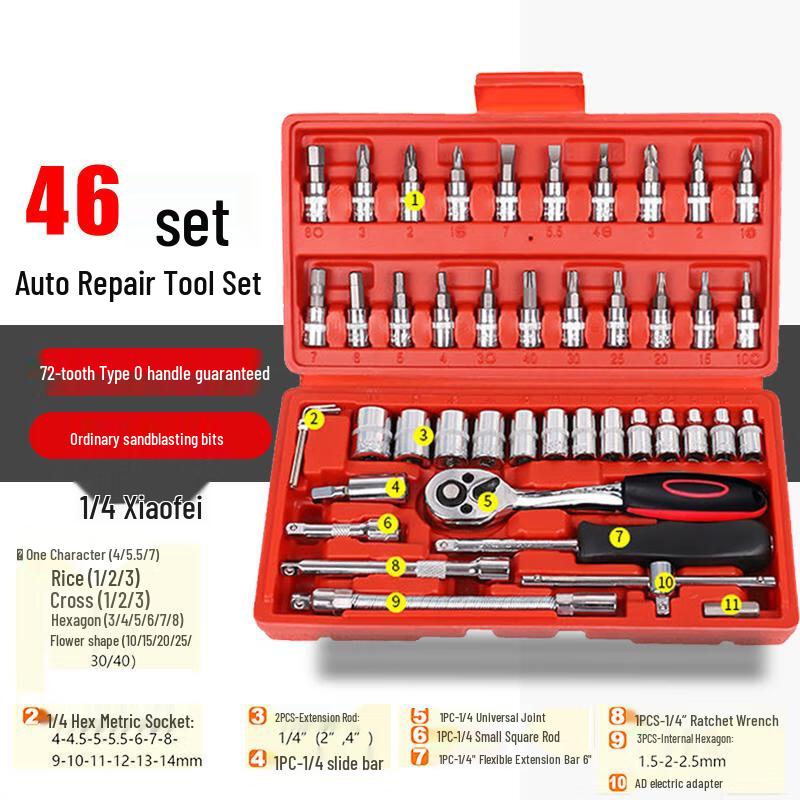 BUFAN 46-Piece Quick Ratchet Socket Tool Set