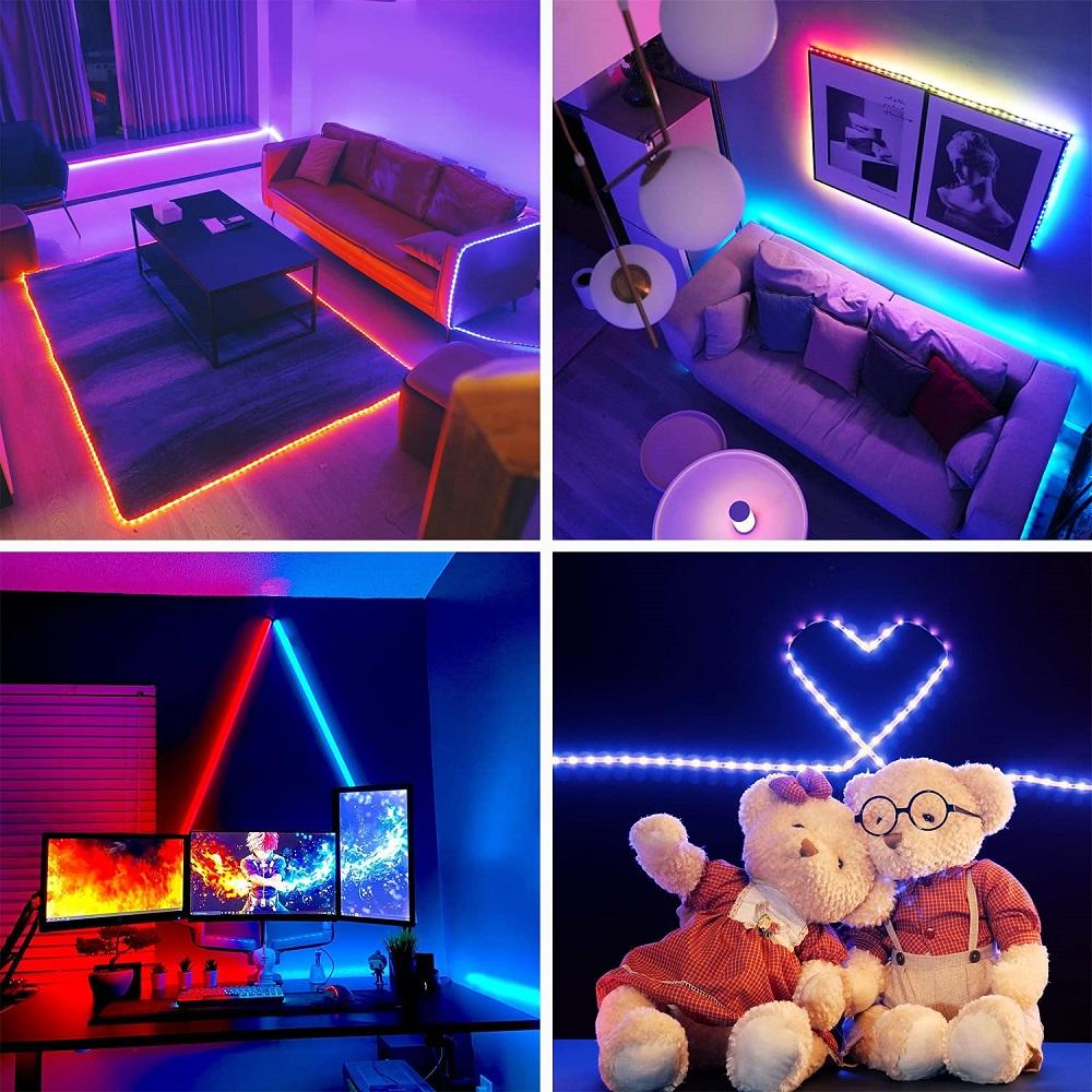5050 16/LED Strip Lights Bluetooth App IR Control RGB USB Bright Best Suit For Bedroom TV Wall And Living Room Decoration Party