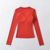 Women's V-Neck Long-Sleeve Base Layer Top with Chest Pads – Slimming, Sexy, and High-end Design for Autumn and Winter