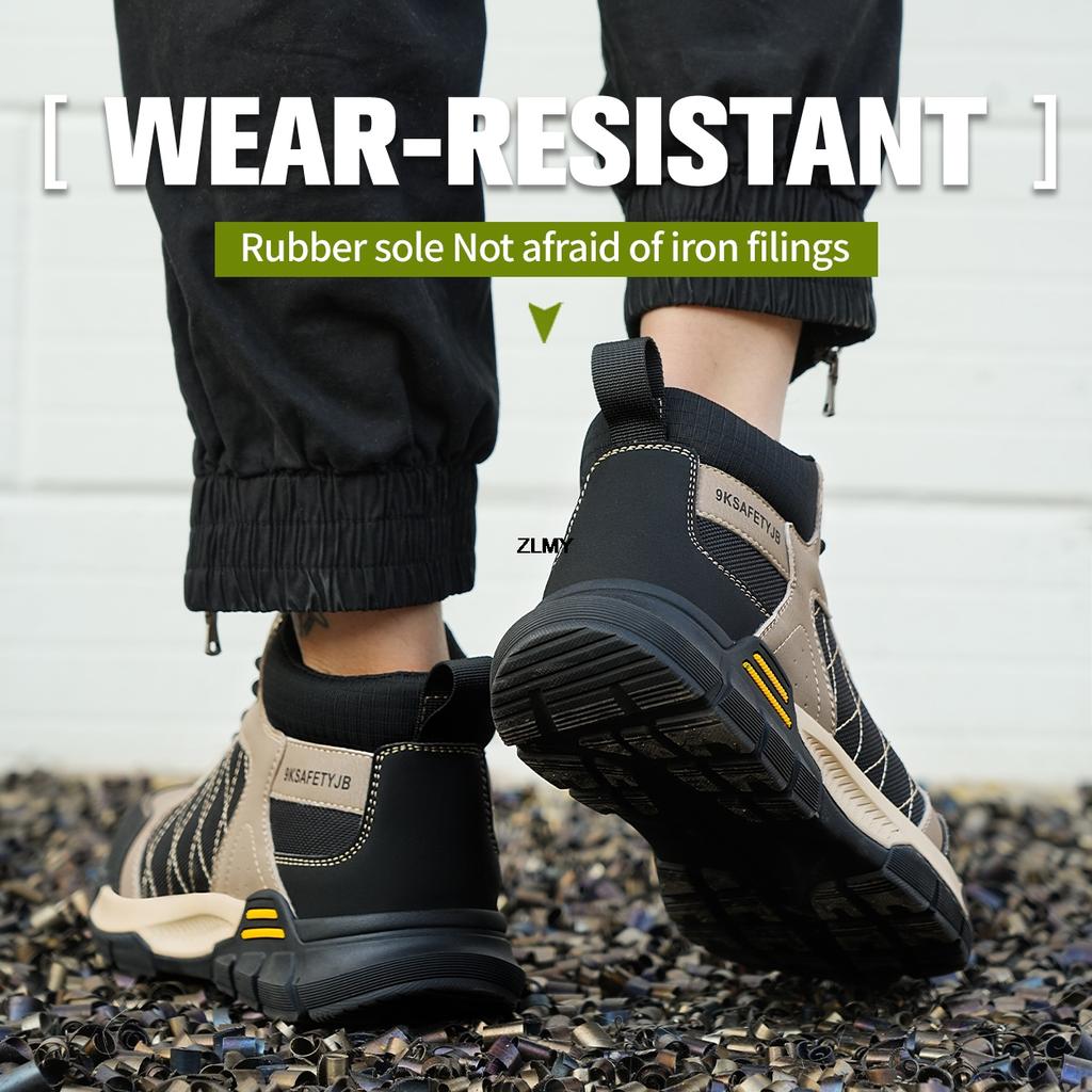 ZLMY Νέα Παπούτσια Ασφαλείας Ανδρικά Με Ατσάλινη Μύτη Μπότες Εργασίας Εξωτερικού Χώρου Αντιδιατρητικά Παπούτσια Εργασίας από Καουτσούκ Ανδρικές Μπότες Ασφαλείας Αντικραδασμικές Κατασκευές
