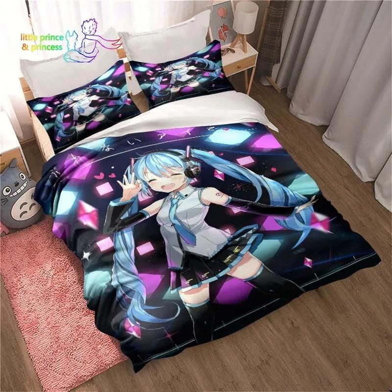 Set de lenjerie de pat Anime Kawaii Japonez Miku Single Twin Full Queen King Size Set de pat Aldult Copil Dormitor Imprimeu 3D