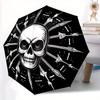 1pc Skull Arrows Automatic Open/close, Heavy-Duty Iron Frame & 8-Rib Structure, Compact Folding Umbrella for Women/Men, All-Season Travel, Halloween a