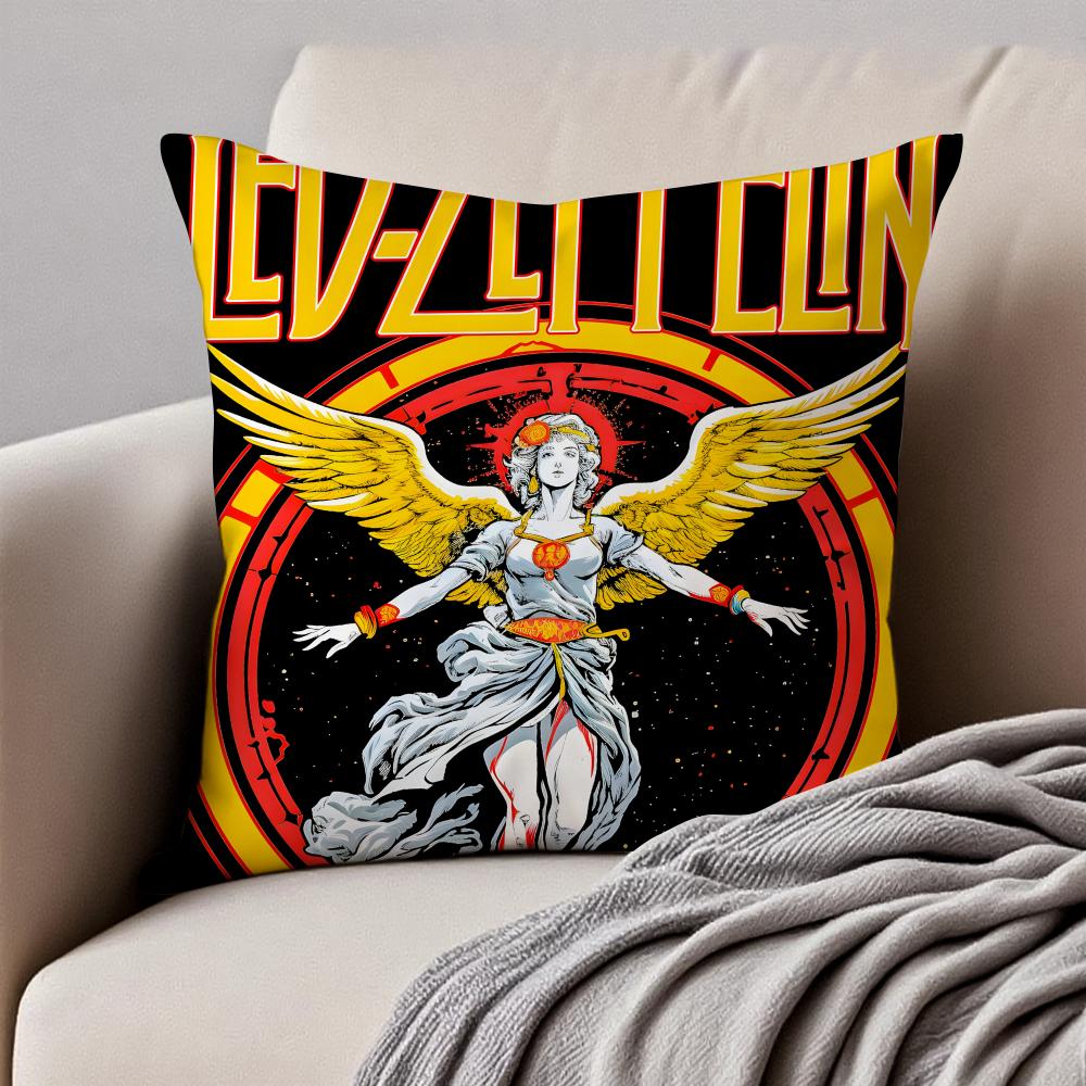 Rock British Rock Band Led Zeppelin Cushion Cover Pillowcase Antidustmite Invisible Zipper Short Plush Sofa Cushion