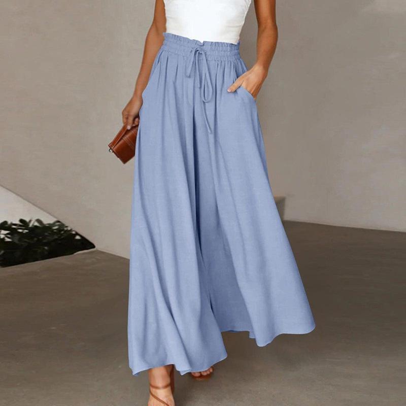 Casual Wide-Leg Cotton Linen Pants for Women - Slimming, Versatile, Plus Size, Spring/Summer Long Straight-Leg Design