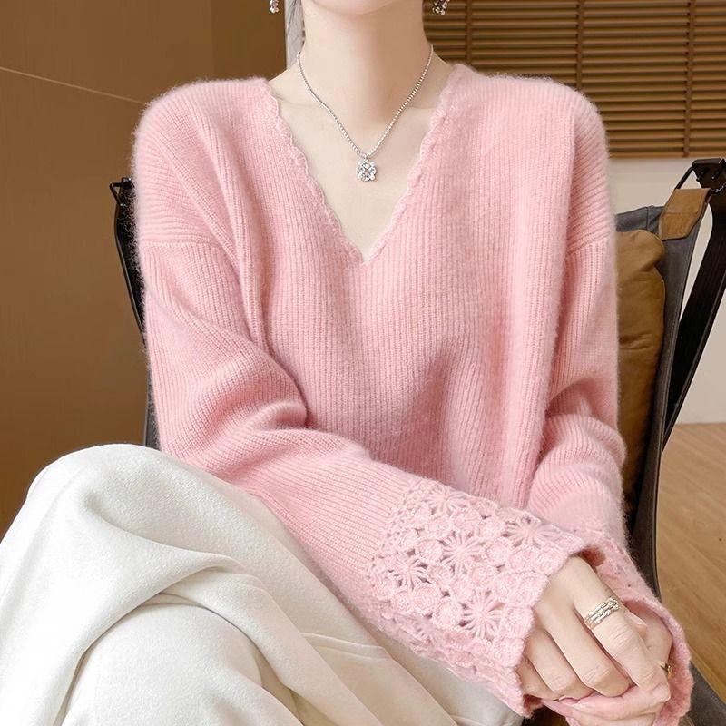 Suéter para Mujer Invierno Engrosado Jersey Cálido Tejido Elástico Manga Larga Oversize Jersey Suéter Tops