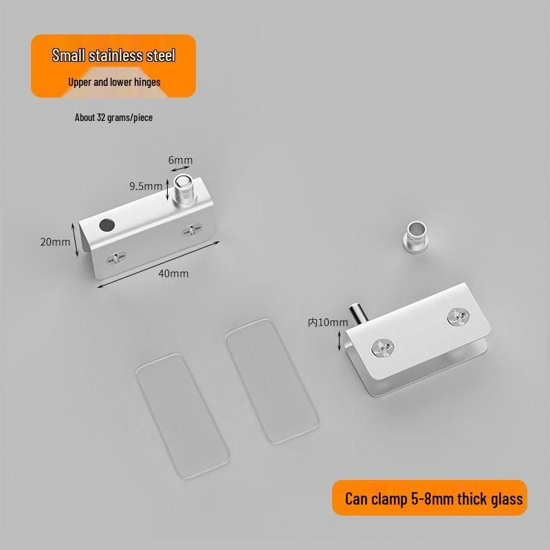 

Stainless Steel No-Drill Frameless Glass Door Hinge with Automatic Pop-Up Latch