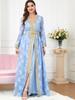 Women's V-neck Long Sleeve Middle Eastern Abaya Two-Piece Set Dress