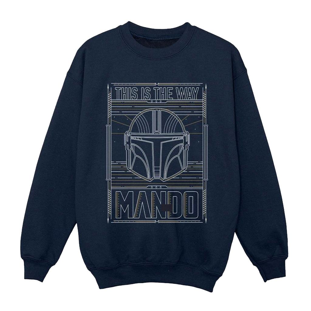 STAR WARS Jungen The Mandalorian Der Weg Umriss Helm Sweatshirt