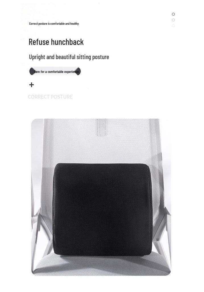 Black Memory Foam Lumbar Support Pillow for Office and Car