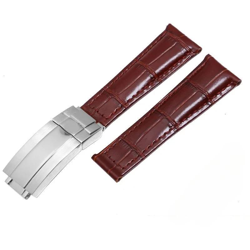 Crocodile Pattern Genuine Leather Watchbands 20mm for  Watch Strap Daytona Submariner  Bracelet Folding Buckle