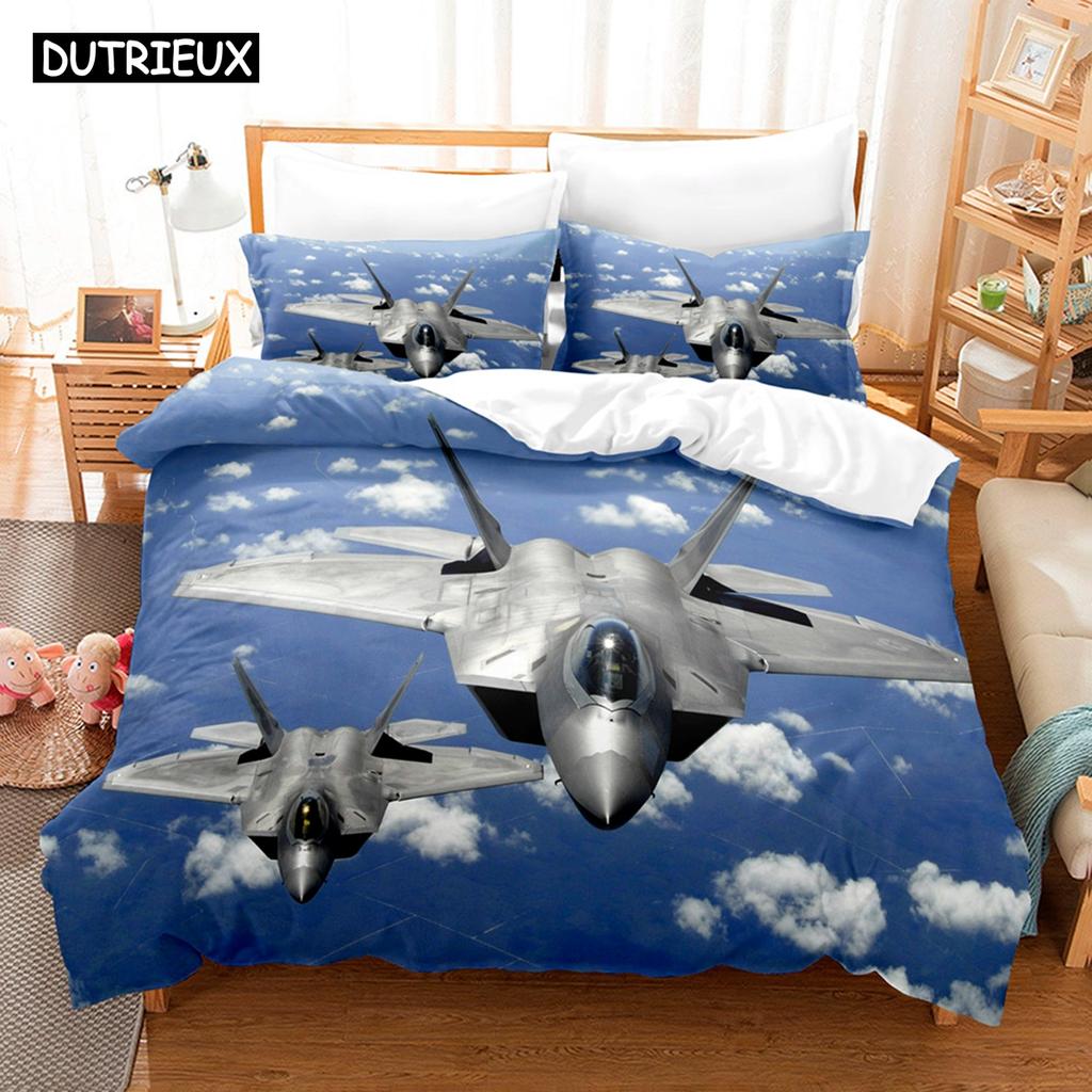 3D Jet Fighter Battle Plane  F-22 Bedding Sets Duvet Cover Set With Pillowcase Twin Full Queen King Bedclothes Bed Linen