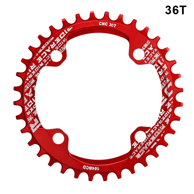 RIDERACE Bicycle Crank Chainring 104BCD Round Shape Narrow Wide 32T/34T/36T/38T Mountain Bike Crankset Chainwheel Single Plate