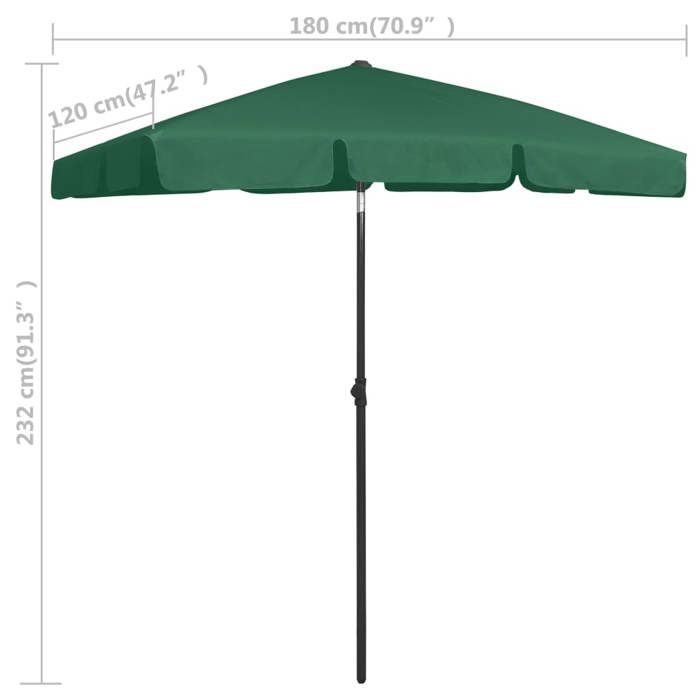 VidaXL Beach Umbrella Sun Shelter Garden Parasol Patio Parasol Terrace Outdoor Anti-UV Anti-fading Green 314720