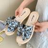 Slippers women's summer fashion versatile bow one-word outdoor non-slip beach sandals