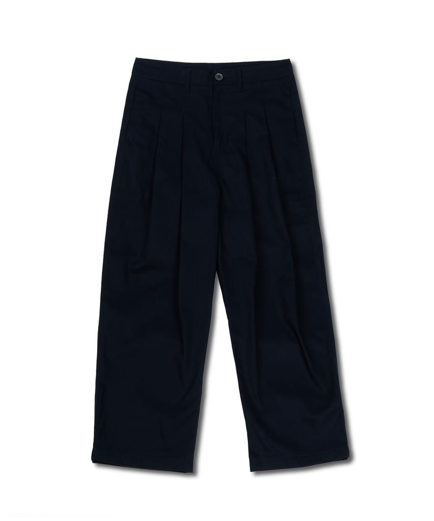 MUDSALT Double-Pleated Wide Chino Pants Navy