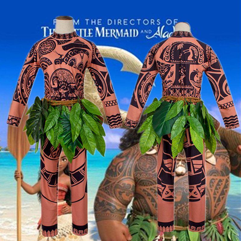 Jujiyuan Cosplay Moana Maui Halloween Adult Cosplay Anime Costume Set