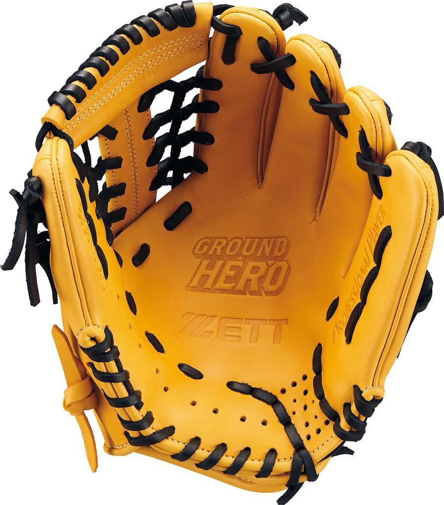 ZETT Youth Baseball Softball Ground Hero True Yellow BJGB76545F Glove, All-Around, Left-Handed Throw, (5400), Size M,