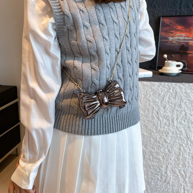 Acrylic Bow Mini Lipstick Bag 2025 New Pearl Shoulder Personalized Messenger Change Bag