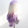 Synthetic white purple dyed wool curly wig languid lazy temperament long curly hair wigs for women daily cosplay party gifts