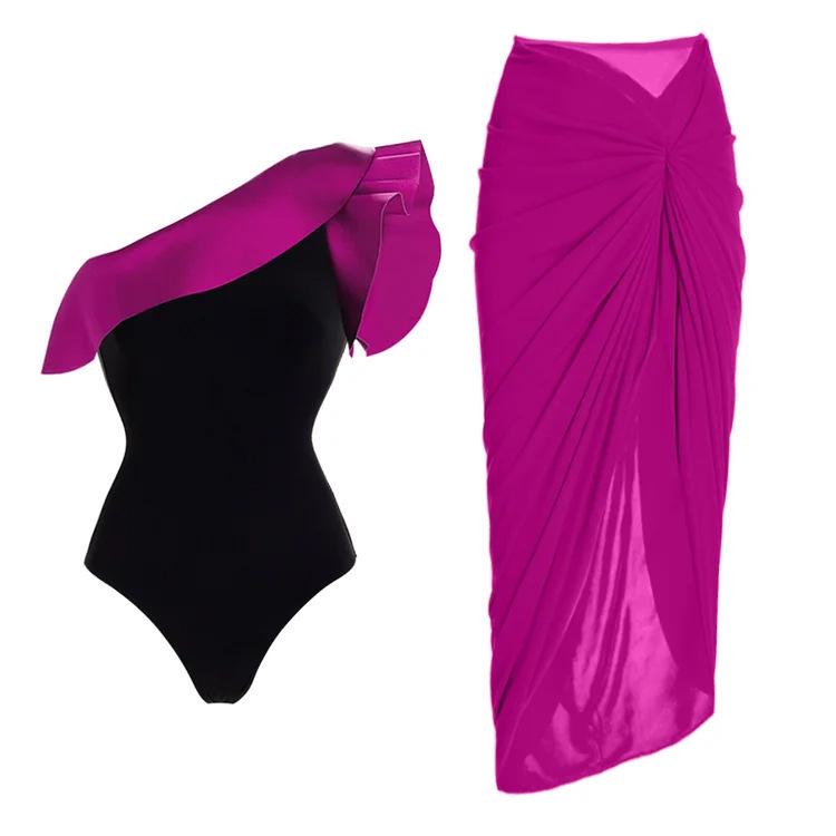 2025 European & American Chic Swimwear Set: Sexy One-Piece & Two-Piece with Slimming Chiffon Skirt