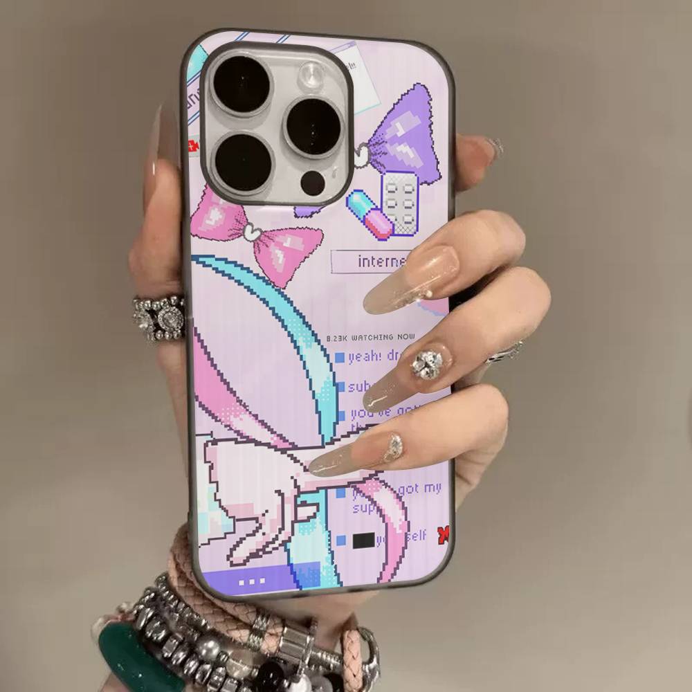 

Чохол з гофрованим візерунком N-Needy Girl Overdose Game для IPhone 16E SE4 12 17 16 15 14 13 11 Pro Max Смугастий чохол iPhone 17 Air