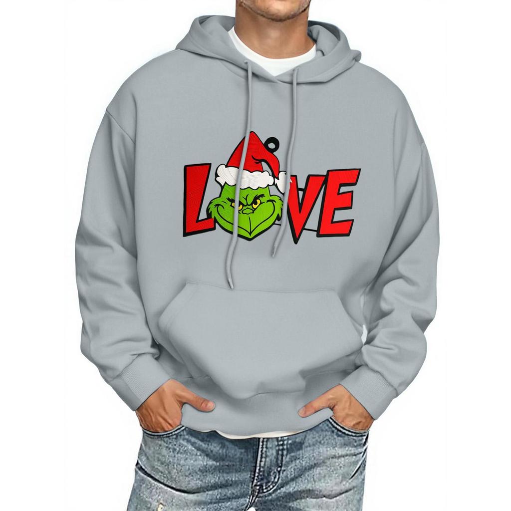 Men's Print Hooded Sweatshirt Long-Sleeve Casual Pullover Hoodie Hooded Sweatshirt