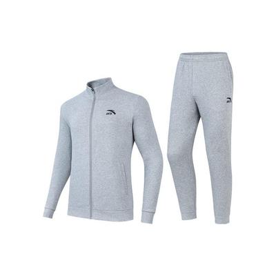 Plain Logo Zip Jacket And Long Pants Casual Sports Suit Men Suit Gray 952357201-1
