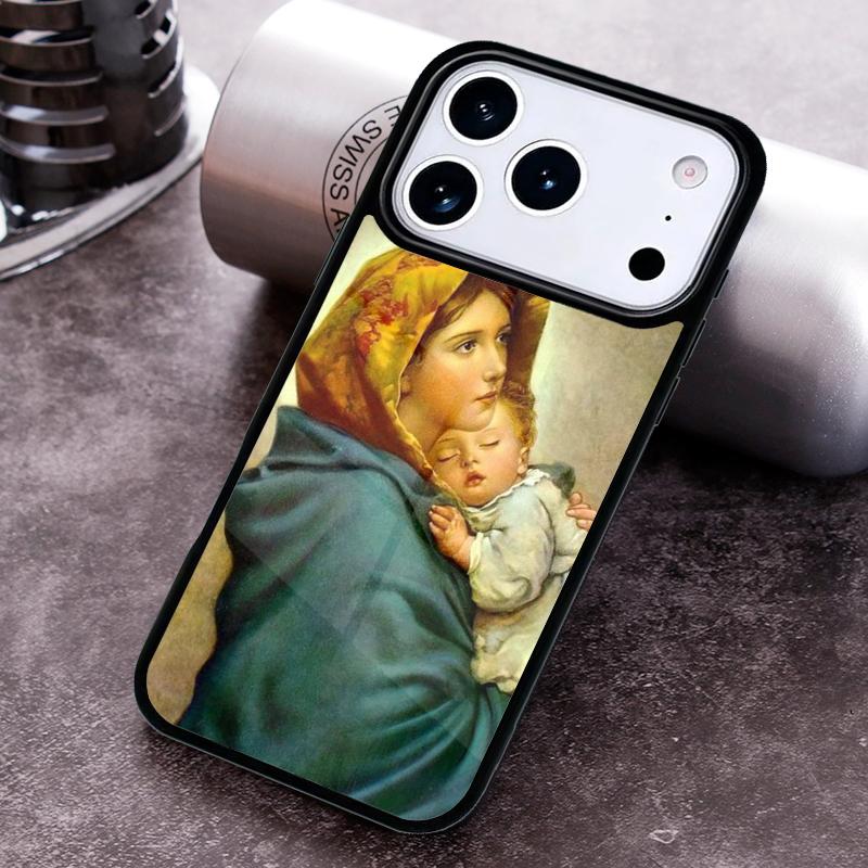 Religious Mary and Jesus Phone Case for iPhone 17 16 15 Pro Max Air 14 13 12 11 Plus Shockproof Capa Cover