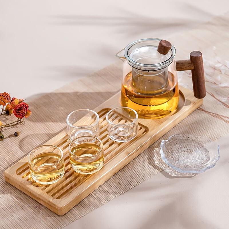 GUOZI Dongli Simple Glass Tea Set (400ml Pot, 4 Cups)