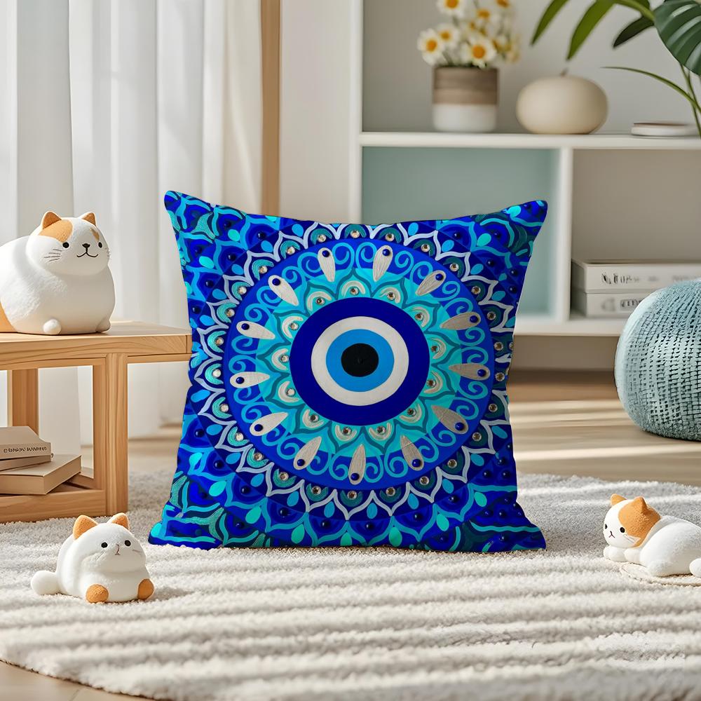 Custom EEvil Eye Luxury Pillow Case Silky elegant Comfort Sofa Bed Invisible zipper