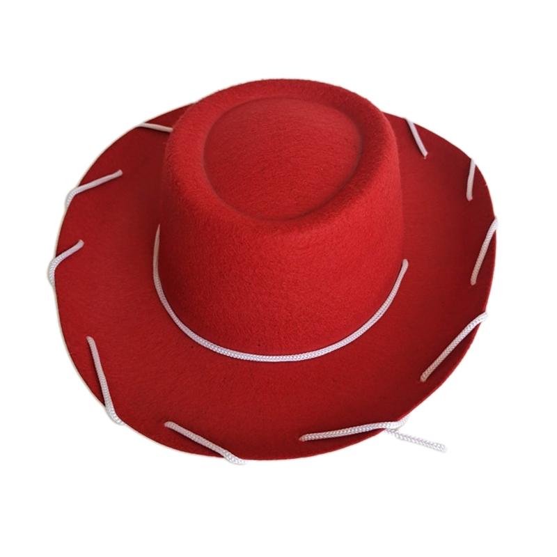 

Casual Western Cowboy Hat Wide Brim Jazz Hat for Sun for Protection String Design Felt Hat All-match for Valentine s Day 1