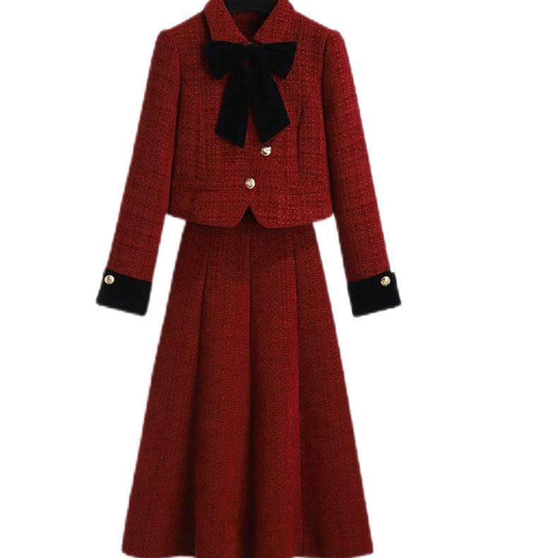 Women's Festive Slim-Fit Coco-Style Suit Skirt Set - Spring/Autumn 2026